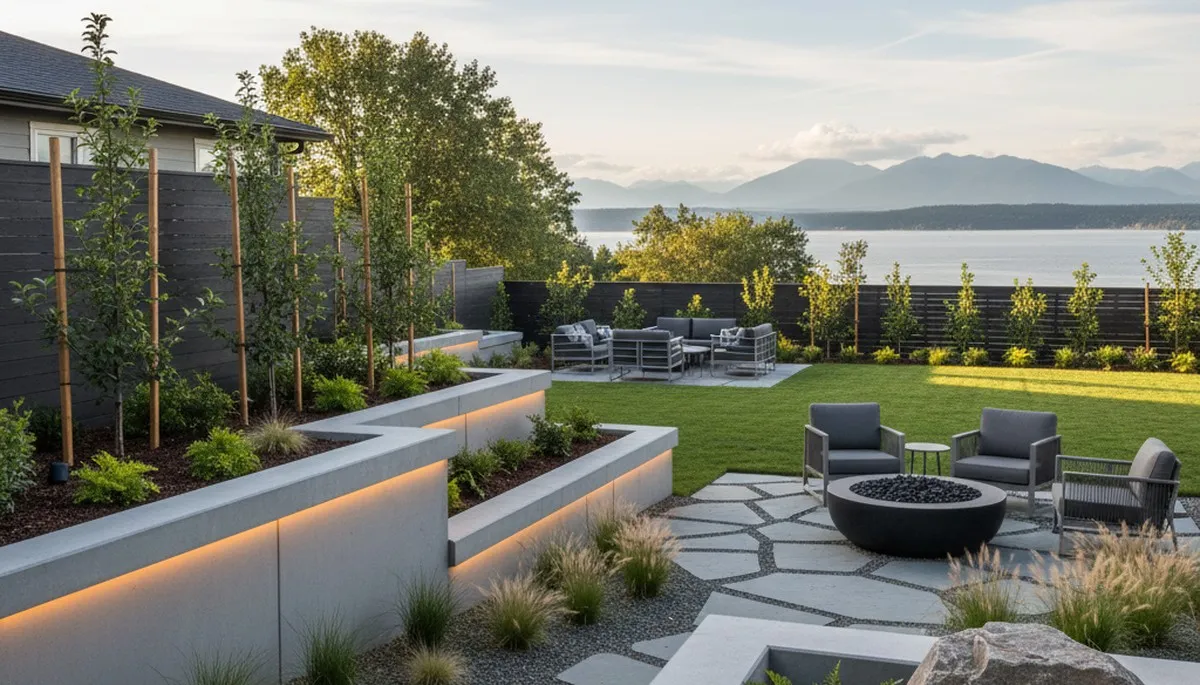 Seattle, WA landscaping crew maintaining a commercial property with professional outdoor care services