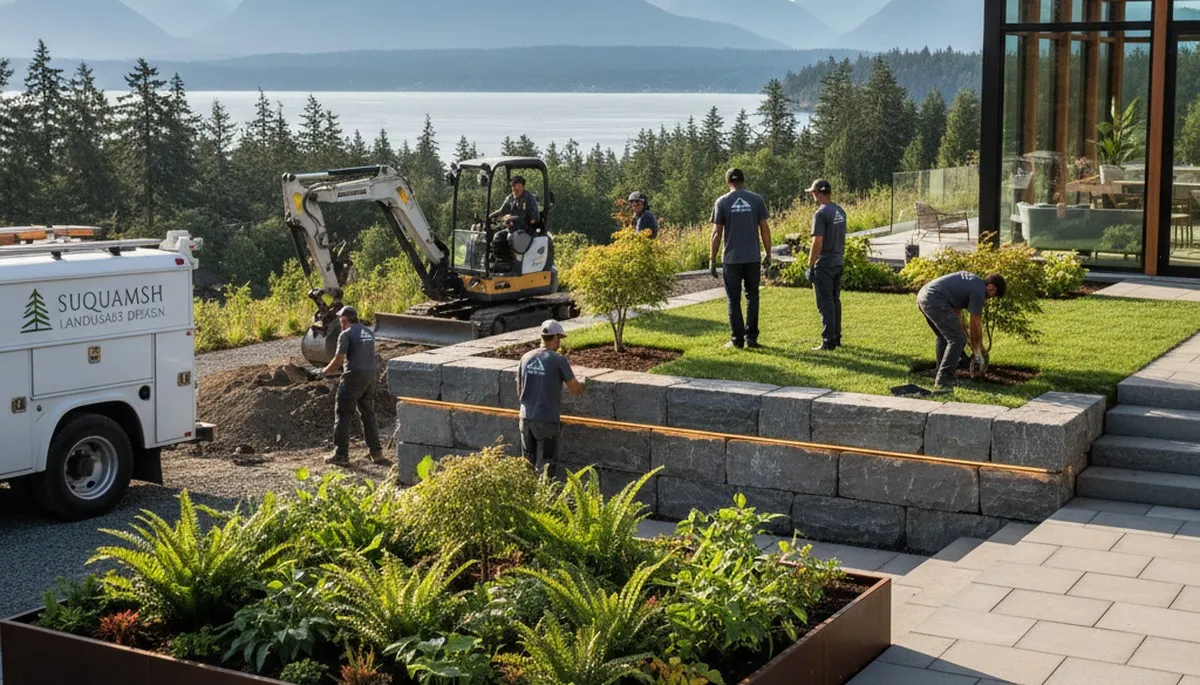 Seattle, WA landscaping crew providing professional yard maintenance and landscape services