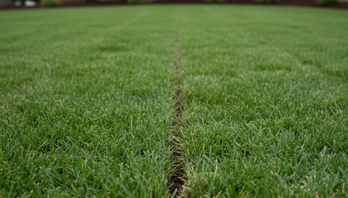 Close-up of seamless sod seams showing expert lawn installation quality in Seattle, WA